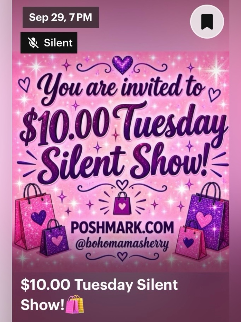 $10.00 Tuesday Silent Show! Pink Glitter Party Invitation